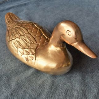 Vintage Large And Heavy Brass Mallard Duck 14 ",  Over 5 Lbs