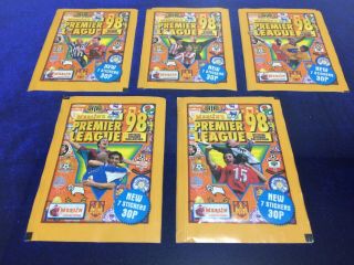 5 Rare Merlin Premier League 98 Football Sticker Packets 1998