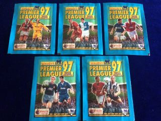5 Rare Merlin Premier League 97 Football Sticker Packets 1997