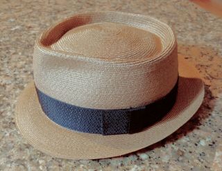 Tan Mac Phergus Straw Men ' s Hat with Black Band - - Size 7 1/4 3