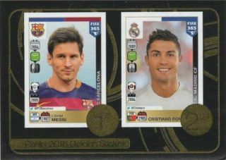 Panini Fifa 365 2017 Lionel Messi And Cristiano Ronaldo Sticker (blue Beck)