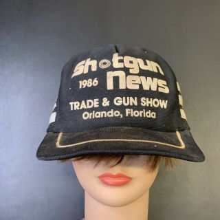 Vintage 3 Stripe Trucker Hat Snapback Shotgun News Guns Usa Farm Feed 80s