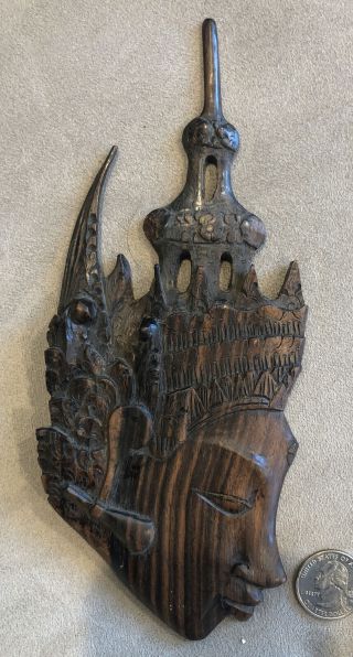 Vintage Hand Carved Wood Face Wall Hanging Sculpture Art