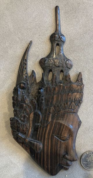Vintage Hand Carved Wood Face Wall Hanging Sculpture Art 2
