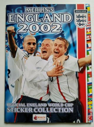 Merlin 2002 Official England World Cup Sticker Album 100 Complete Great Condit.