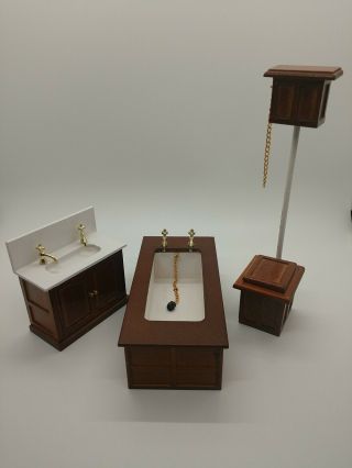 Vintage Miniature Dollhouse Furniture 3 Piece Bathroom Set