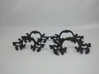 4 Vintage French Provincial Style Metal Drawer Pulls 6 " & 3 "