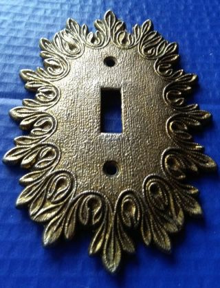 Vtg.  Solid Brass Single Light Switch Cover Plate / Oval