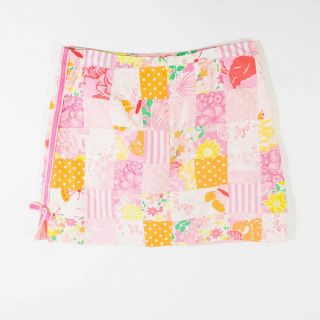 Lilly Pulitzer 2 Minute Sewn Patch Print Vintage White Label Cotton Mini Skirt