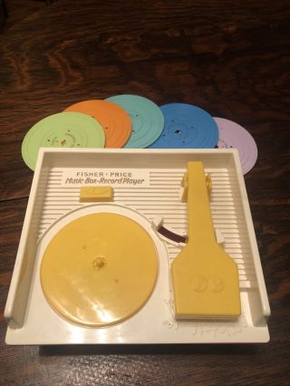 Vintage 1987 Fisher Price Wind - Up Music Box Record Player Hours Of Fun