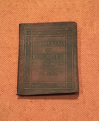 Antique Little Leather Library Book - The Trial Of Socrates By Plato