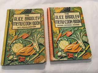 Two Cookbooks The Alice Bradley Menu - Cook - Book Summer And Fall Macmillan 1937