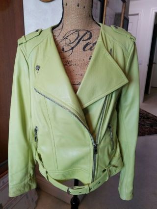 Vintage Green Leather Flight Jacket,  Womans Xl