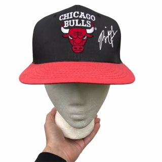 Vintage 90’s Chicago Bulls Snapback Hat Ajd Michael Jordan Signature Reprint