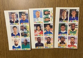 Rare Panini World Cup France 98 Football Sticker Sheets 1998 Uncut Stickers