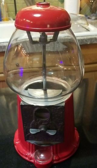 Vintage Red Carousel Bubble Gum Machine Cast Metal Glass Globe 1985 Junior.