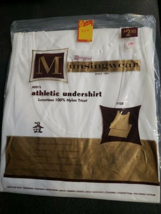 Vtg 60s Munsingwear Men’s Athletic Undershirt White Rare Luxurious 100 Nylon