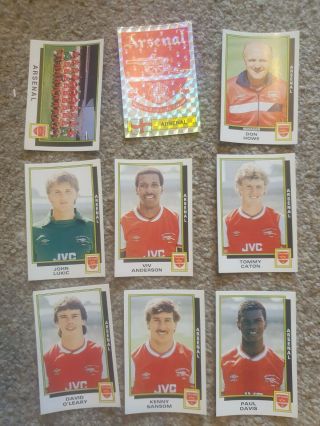 Panini Football 86 Arsenal X16 Stickers - Complete Team Set