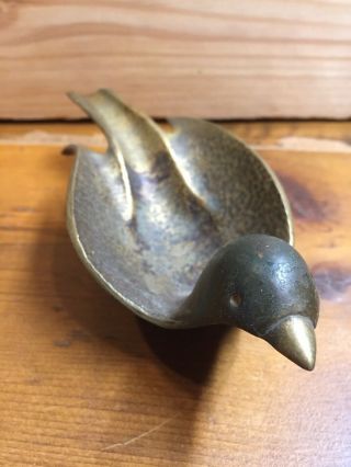 Vintage Sabra Israel Hammered Brass Dove Cigar Ashtray Pipe Rest Holder Stand