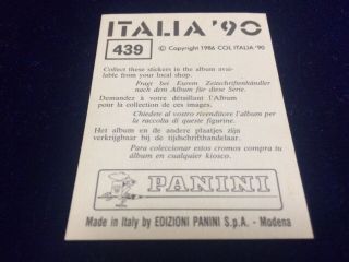 Panini Italia 90 World Cup Football Sticker Egypt Badge Number 439 2