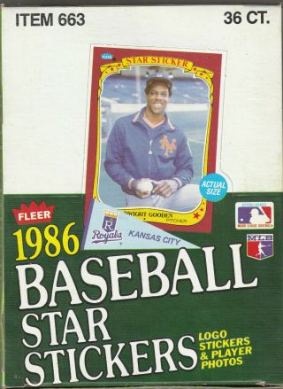 Fleer 1986 Baseball Star Players & Team Logos Stickers Box 36 Packs Mlb