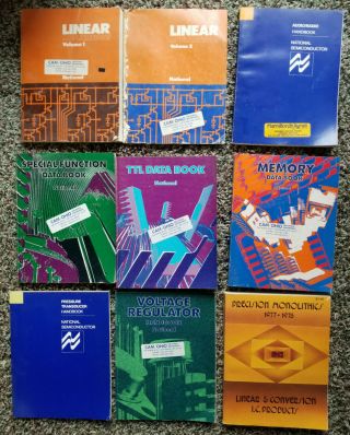 Vintage National Semiconductor & Pmi Data Books - 9 Book Set,  Linear,  Ttl,  Mem