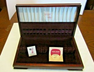 Vintage Wood Flatware Storage Chest Wooden Silverware Silver Plate Box Case