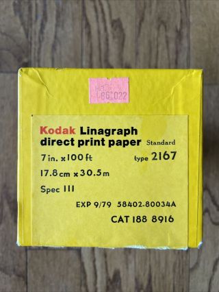 Vintage Rare Kodak Linagraph Direct Print Paper 2167 Cat 188 8916