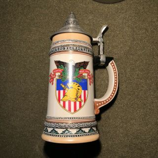 Vintage Usma West Point Military Academy German Stein Beer Mug Pewter Lid Army