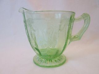 Milk Creamer Vintage Hocking Glass: Depression Green Cameo Pattern: Exc