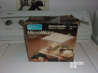 Vintage Anchor Ovenware Microwave Steamer Roaster Popcorn Popper Microwave 3 Qt.