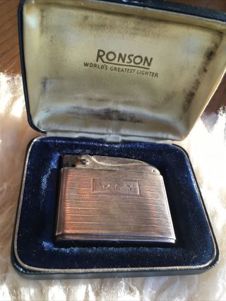 Vintage Ronson Lighter Sterling Silver Made In Usa With Case