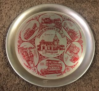 Vintage Walt Disney Productions Disneyland Main Street Aluminum Plate,  11”