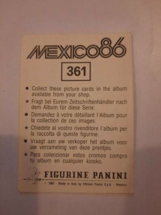 Panini Wc World Cup 1986 Mexico Sticker - Michael Laudrup Denmark No.  361 2