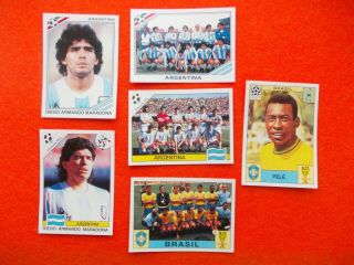 Football Stickers 6 Panini World Cup Story Including Maradona Stickers
