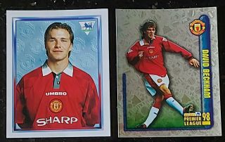 David Beckham - 1998 Manchester United Merlin Premier League Stickers X2