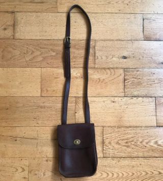 Coach Small Cross Body Brown Leather Bag Vintage With Pockets