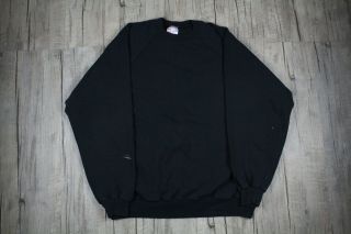 Vintage 90s Black Blank Hanes Crewneck Sweatshirt Size 2xl Made In Usa