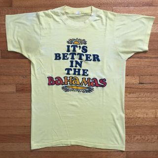 Vtg 70s Bahamas Souvenir Paper Thin T - Shirt Men Sz S Hawaii Caribbean Jamaica