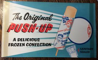 c.  1950 PUSH - UP Popsicle ICE CREAM Paper Sign Vintage Advertising 3