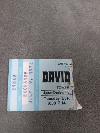 David Bowie 1974 Vintage Concert Ticket Stub Diamond Dogs Tour Tower Theater Pa