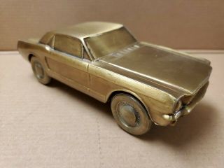 Vintage " 1974 Banthrico " Cast Metal Bank - 1965 Mustang - Gold Color.