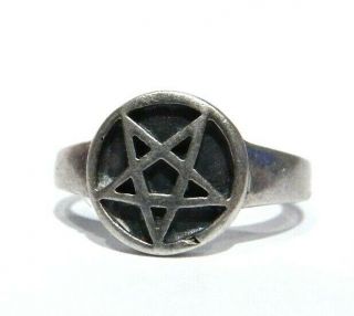 Vintage Sterling Silver Pentagram Ring Pentacle Satanic Wiccan Sz 6.  75 925 B5