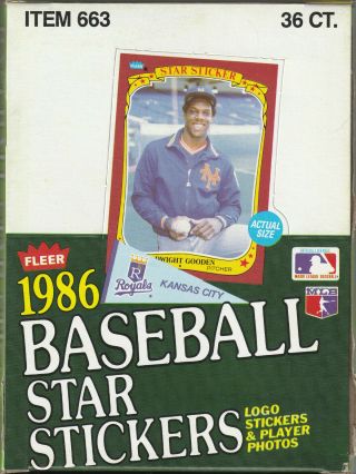 Fleer 1986 Baseball Star Players & Team Logos Stickers Box 36 Packs Usa