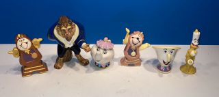 Vintage Disney Beauty And The Beast Figurines Mrs.  Potts Chip Lumiere Cogsworth