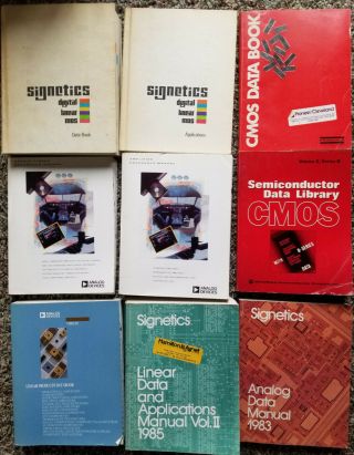 Vintage Signetics,  Ad,  And More Data Books - 9 Book Set,  Cmos,  A/d,  Linear,  More