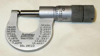 Vintage Lufkin 2610 0  -.  500 " Tubing Micrometer (round Anvil)