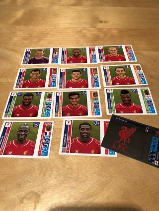 Liverpool Panini Uefa Champions League 12 Stickers 2014 / 2015