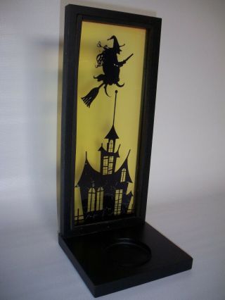 Halloween Witch And Haunted House Candle Shadow Caster,  Vintage And Rare
