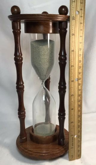 Vintage Mid Century 10” Wood Glass Hourglass 30 Minutes Sand Timer - Nautical